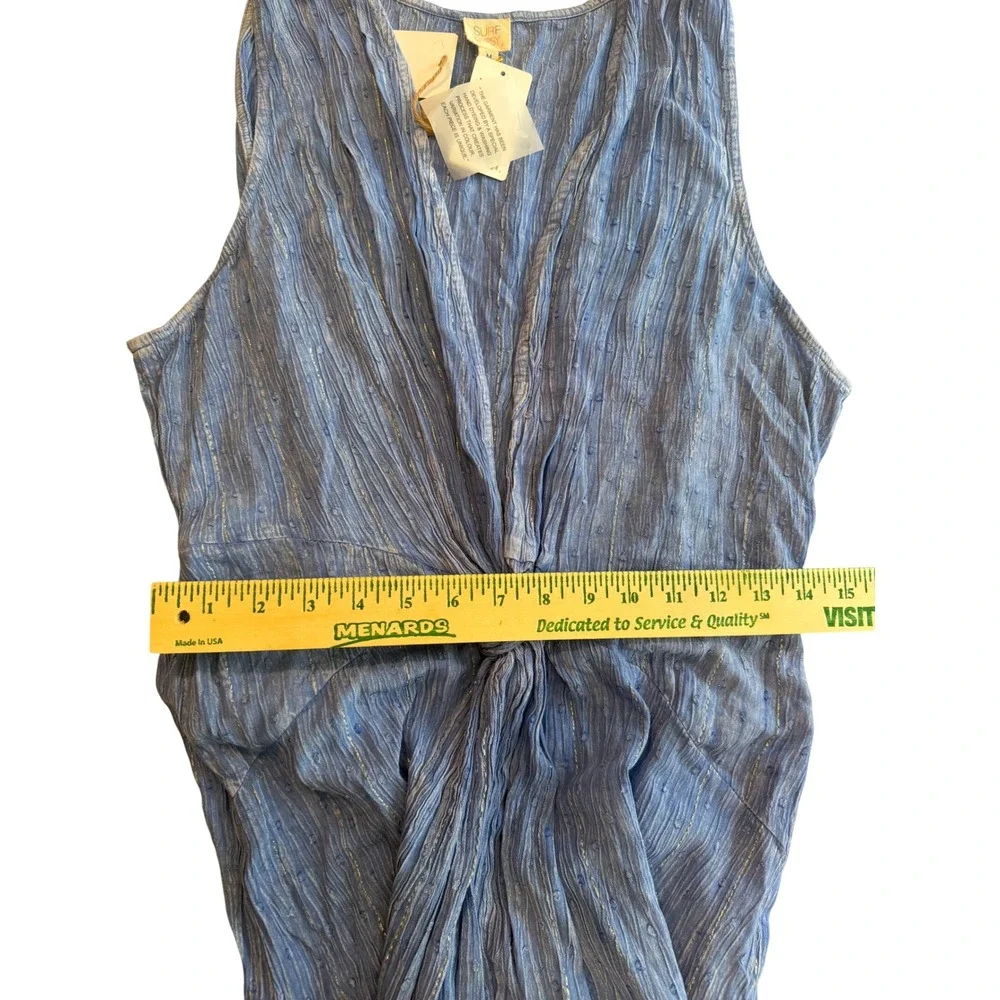Surf Gypsy Mar Y Sol Blue Textured Maxi‎ Dress M Boho Resort Beach Vacation NWT